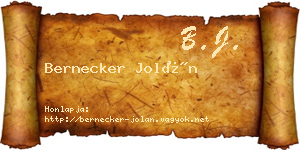 Bernecker Jolán névjegykártya
